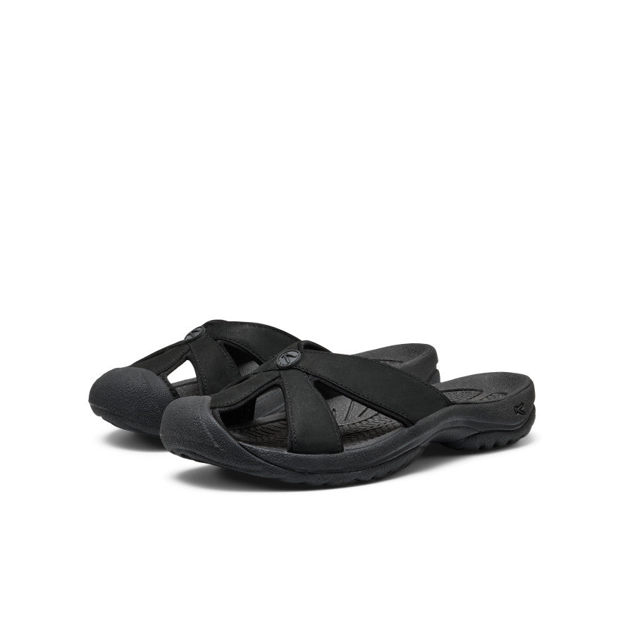 Women's Bali Leather Slide Sandal | Black/Black - Image 2