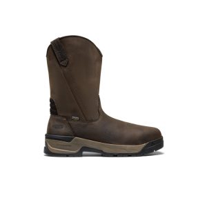 Men's Flatland Pull-On Waterproof Work Boot (Carbon Toe) | Dark Brown/Black