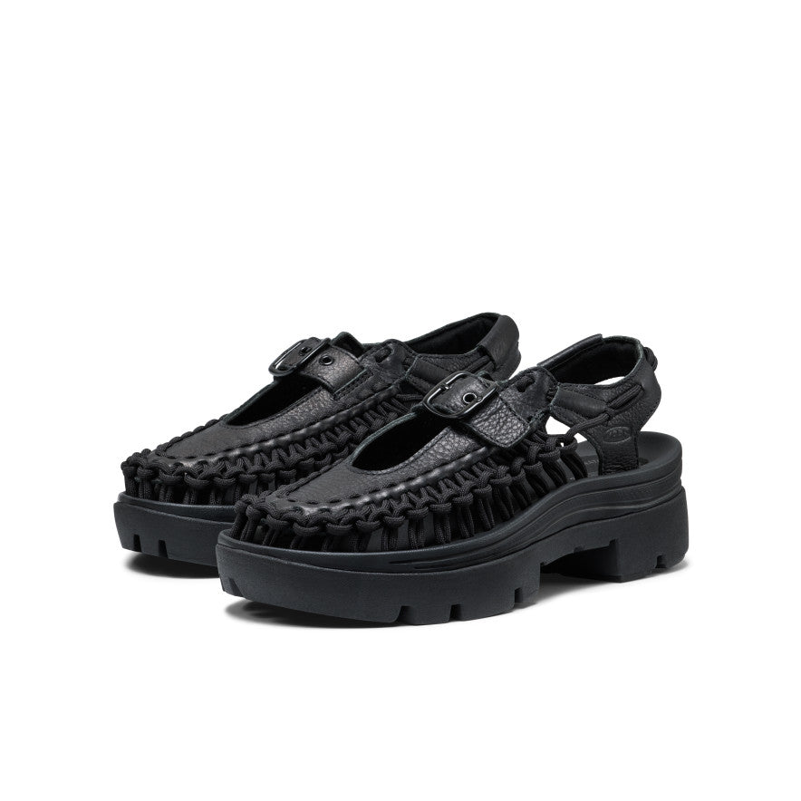 All Gender UNEEK PLT Mary Jane Sneaker | Black Smooth Lea - Image 2