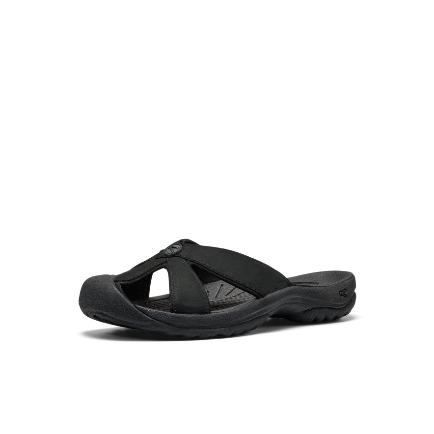 Women's Bali Leather Slide Sandal | Black/Black - Image 3